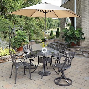 Grenada Taupe Tan 42 in. Round Cast Aluminum Outdoor Dining Table