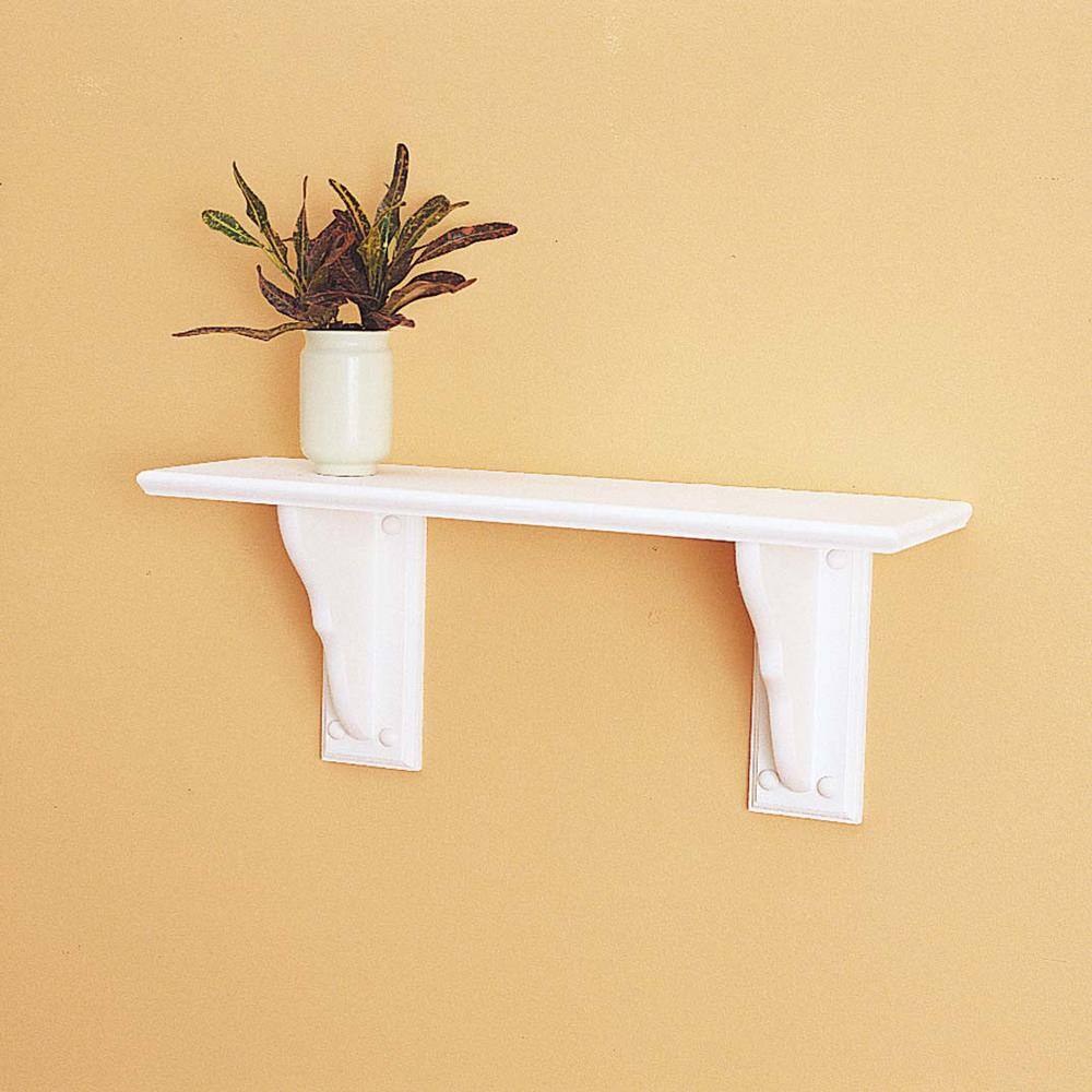 Satin Finish Pine Wood Bracket Shelf 9.75" Wall Mount