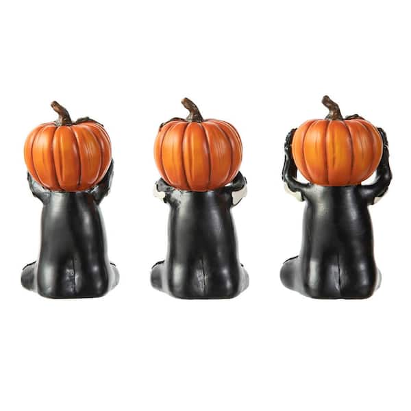 Glitzhome 5.75 in. H Halloween Resin Skeleton Pumpkin Table