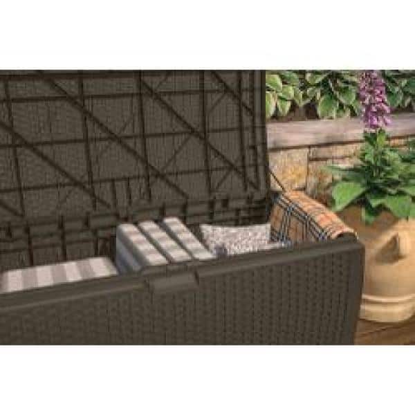 Mocha Brown Wicker Resin 99-Gallon Lockable Deck Box