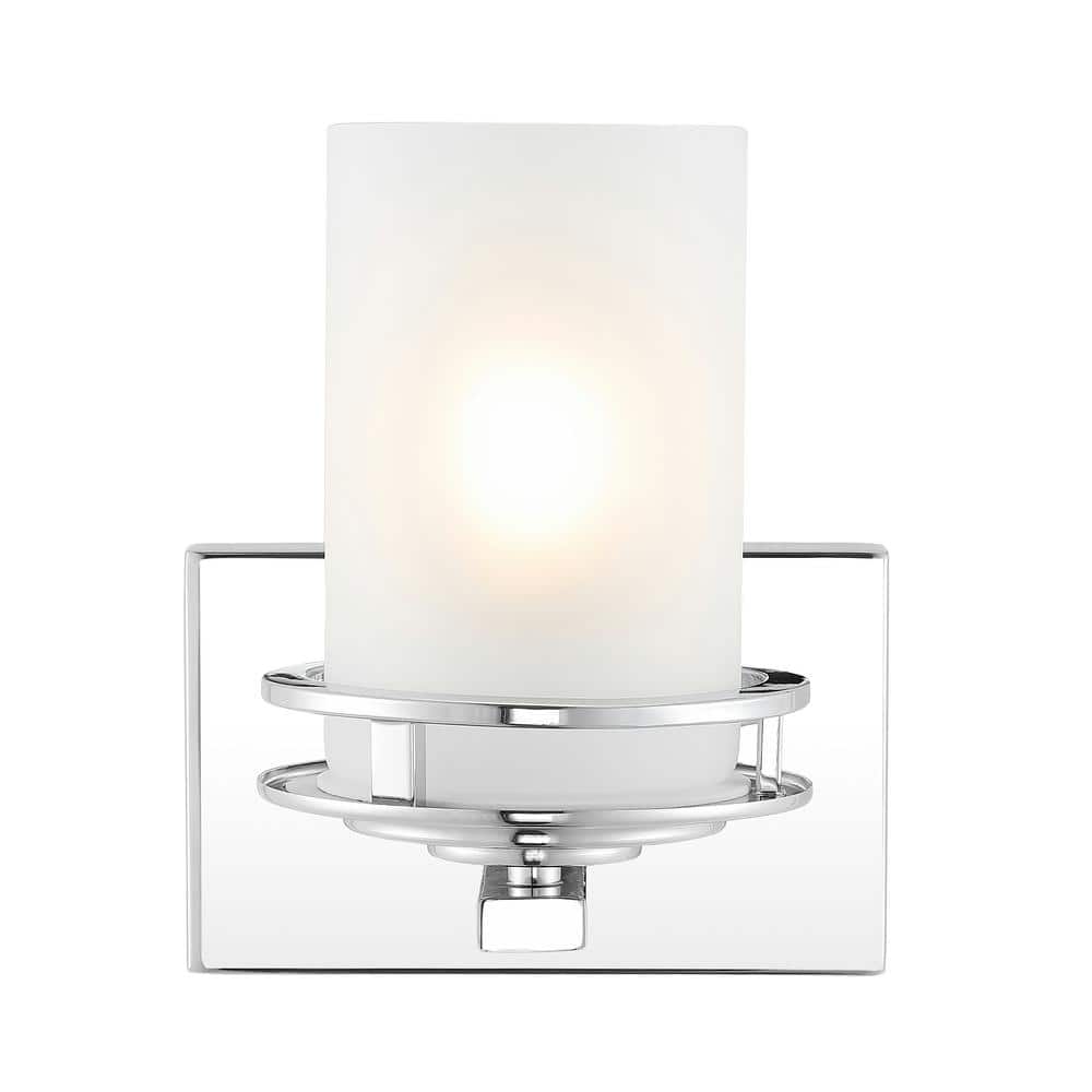 Fairfax Polished Chrome Cylinder Vanity Light with Frosted Shade