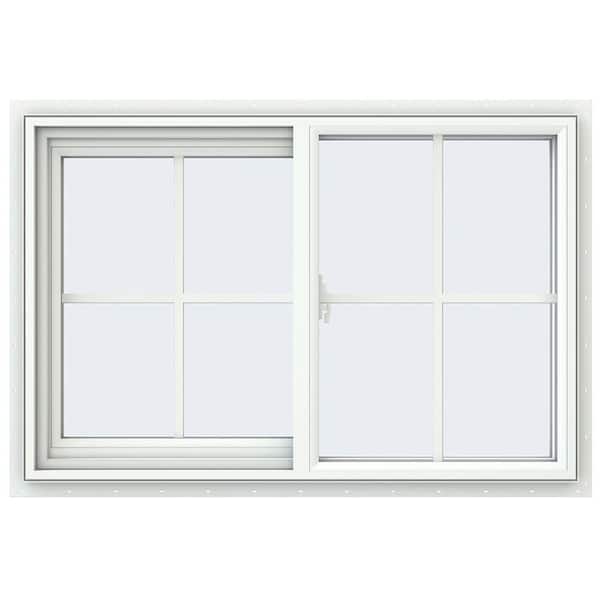 JELD-WEN 35.5 in. x 23.5 in. V-2500 Series White Vinyl Left-Handed Sliding Window with Colonial Grids/Grilles