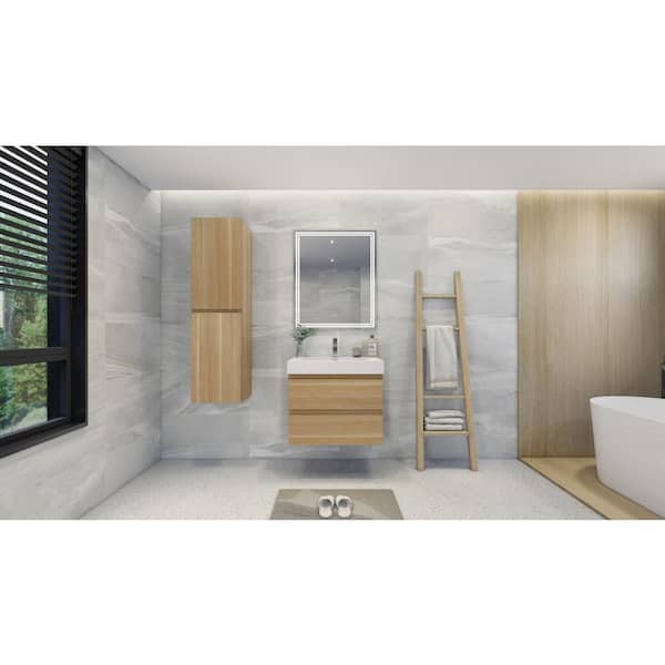 Moreno Bath Fortune 30 in. W Bath Vanity in White Oak with Reinforced Acrylic Vanity Top in White with White Basin