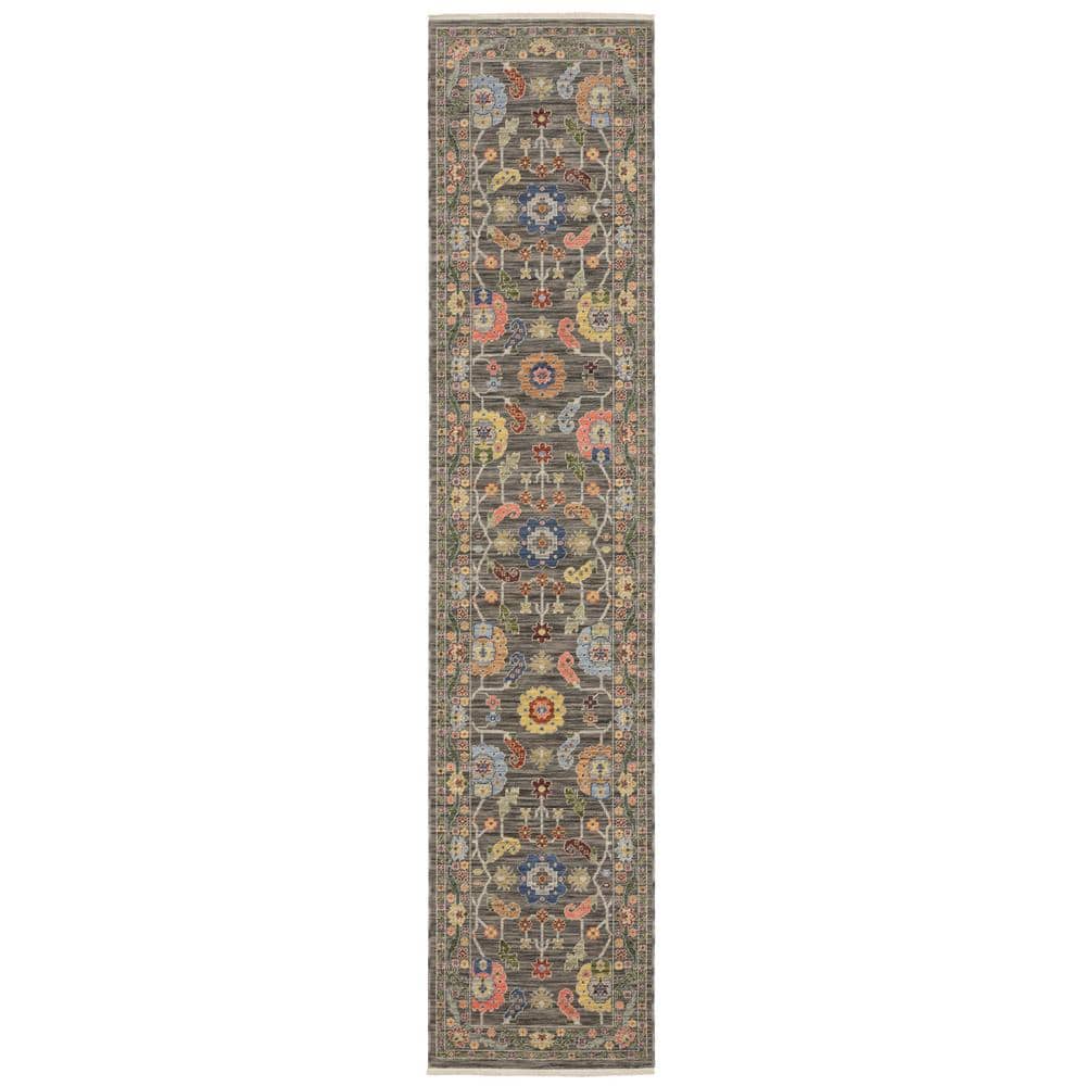 Lavista Gray/Multi-Colored 2 ft. x 12 ft. Persian Oriental Wool/Nylon Blend Indoor Runner Area Rug price history on PriceWatchPro