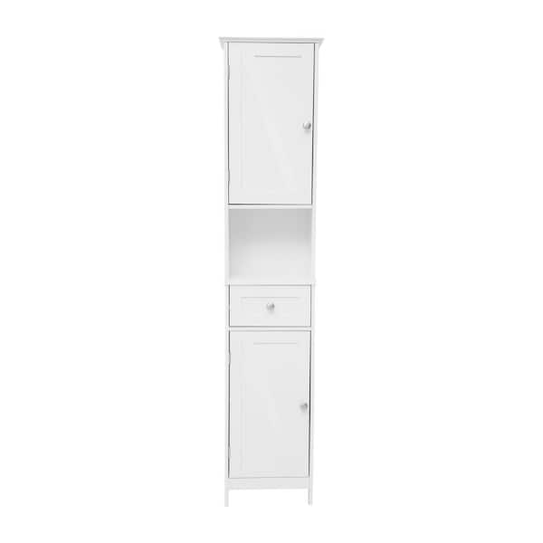 Dune 15 in. W x 10 in. D x 70 in. H Engineered Wood Linen Freestanding Tower Linen Cabinet in White