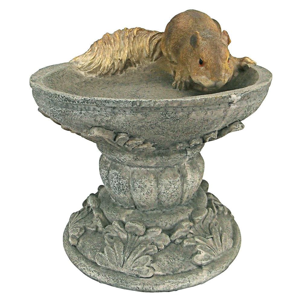 Hand-Painted Resin Woodland Squirrel Garden Birdbath Statue