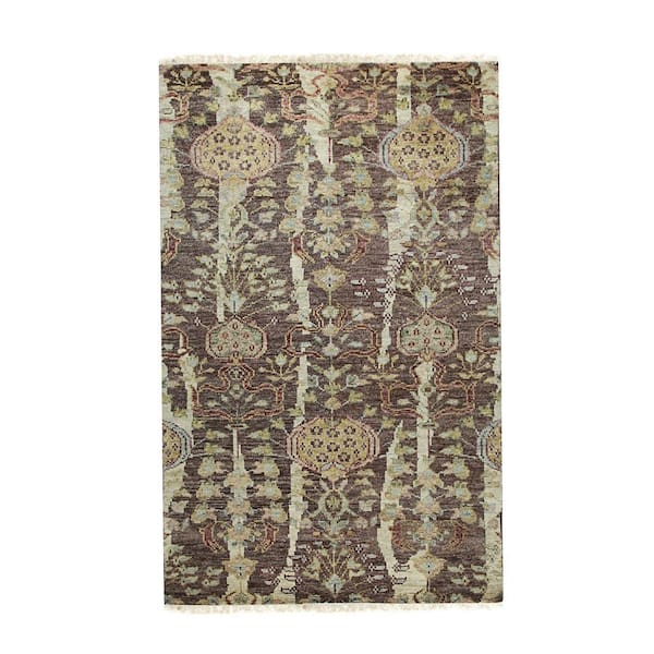 Brown 5 ft. x 8 ft. Hand Knotted Wool Contemporary Modern Knot Rug Area Rug
