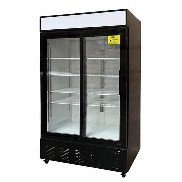 Cooler Depot 48 in. W 33.3 cu. ft. Commercial Reach-In Sliding Glass Door Merchandiser Refrigerator in Black