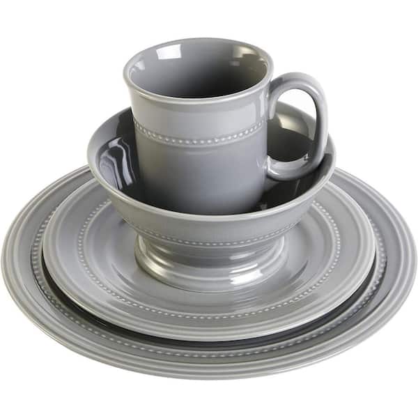GIBSON elite Barberware 16-Piece Gray Stoneware Dinnerware Set 