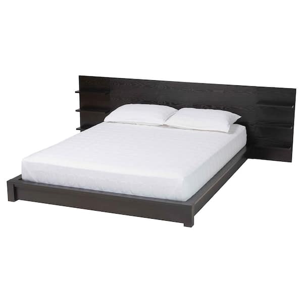 Elina Ebony Black Wood Frame Queen Platform Bed