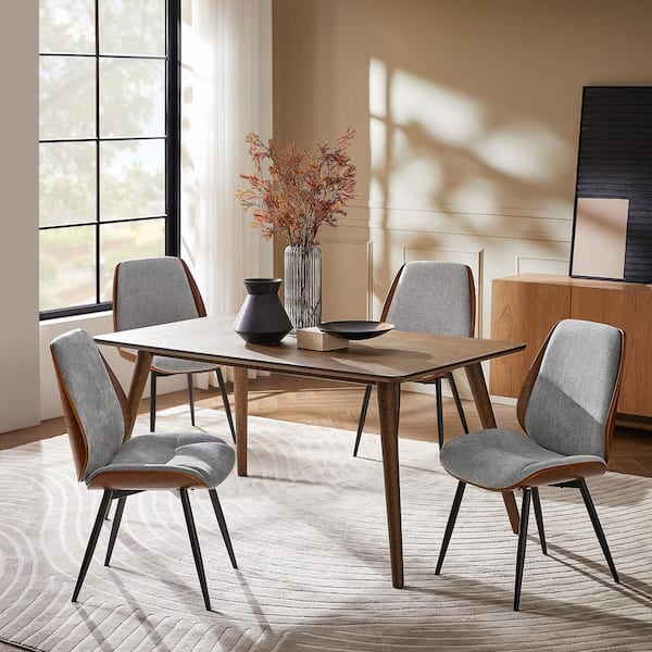 Arsema Light Grey Polyester Dinning Chair with Adjustable foot pads Set of 4