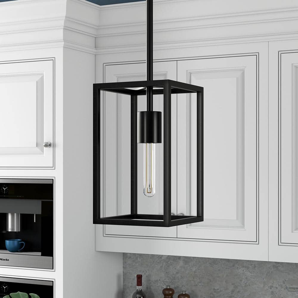 Industrial Blackened Bronze Square Metal Pendant Light