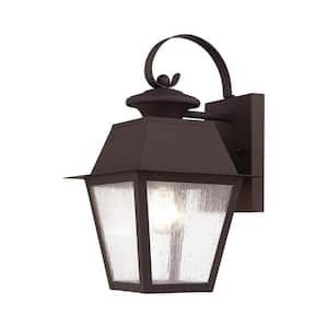 Willowdale 12.5 in. 1-Light Bronze Outdoor Hardwired Wall Lantern Sconce with No Bulbs Included