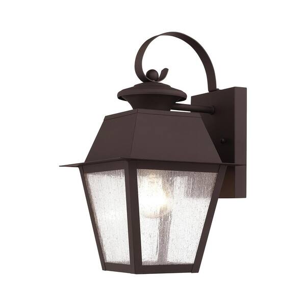 AVIANCE LIGHTING Willowdale 12.5 in. 1-Light Bronze Outdoor Hardwired Wall Lantern Sconce with No Bulbs Included