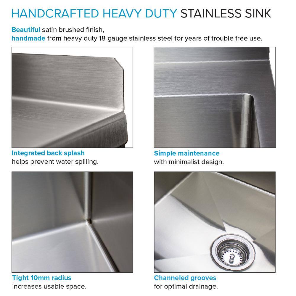 28'' Matte Black Stainless Steel Free Standing Laundry Sink with Faucet
