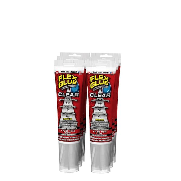 FLEX SEAL FAMILY OF PRODUCTS Flex Glue Clear 4 oz. Pro-Formula Strong  Rubberized Waterproof Adhesive (6-Pack) GFSCLRR04-CS - The Home Depot