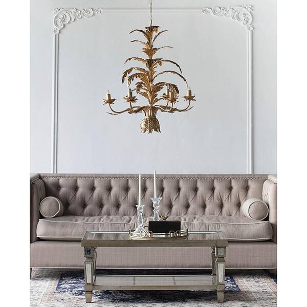 A & B Home Valerio 6-Light Antique Gold Chandelier 43463-DS - The