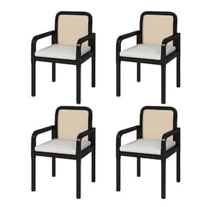 Gilbert Black Modern Ratten Dining Chair with Removable Cushion (Set of 4)