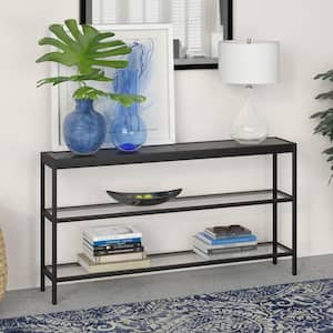 Alexis 55 in. Bronze Rectangle Glass Console Table with Storage
