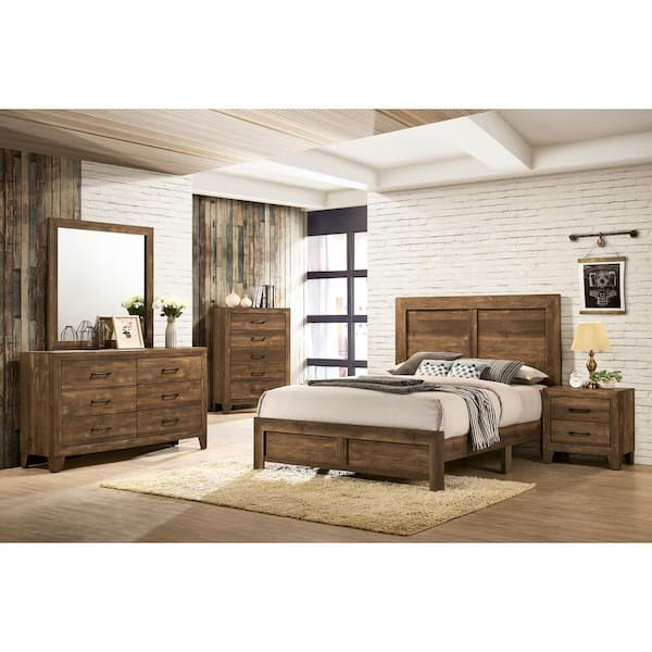 Furniture of America Quail Rustic Light Walnut 2-Drawer Nightstand 23.63 in. H x 23.63 in. W x 16 in. D