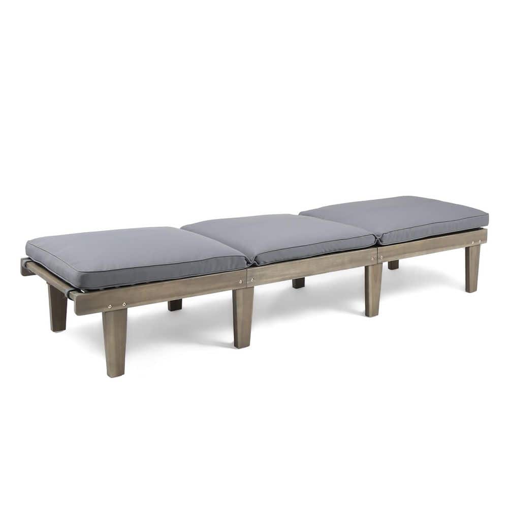 Grey Wood Outdoor Chaise Lounge with Water Resistant Dark Grey Cushions durable construction price history on PriceWatchPro