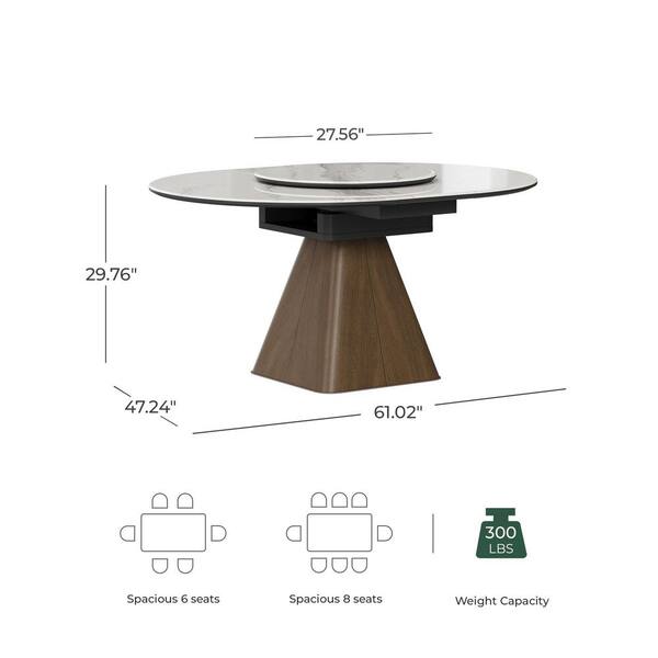 Spruce & Spring Nara Modern White Ceramic Stone 61 in. Pedestal