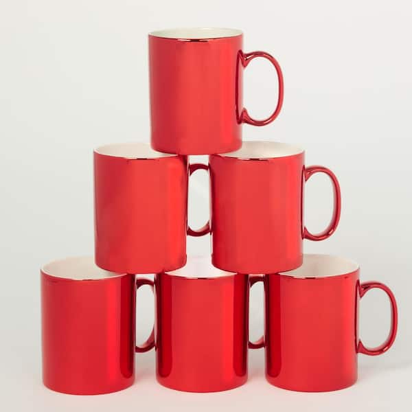 Sullivans 12 oz. Christmas Holiday Stoneware Mug - Set of 4; Red