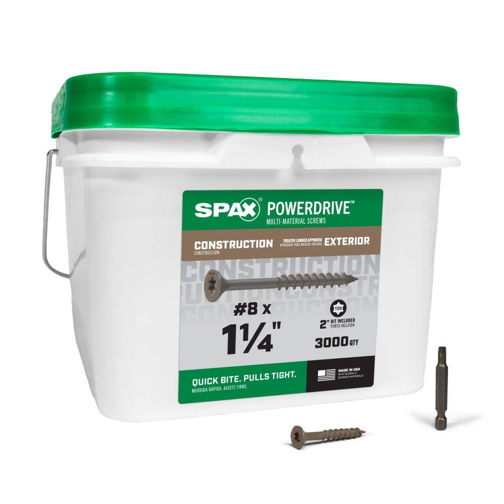 "#8 x 1-1/4 in. Tan PowerDrive Exterior T25 T-Star Flat Head Construction Screw (3000-Piece)" price history on PriceWatchPro