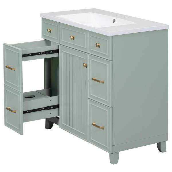 Magic Home 36 in. Transitional Green Bathroom Vanity Cabinet Freestanding  Combo Set with Single Sink Top, Shaker Cabinet, Drawers CS-WF195779AAD -  The Home Depot