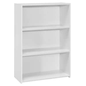 35.5 in. Jasmine White Particle Board 3-Shelf Bookcase