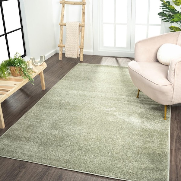 JONATHAN Y Haze Solid Low-Pile Green 12 ft. x 15 ft. Area Rug