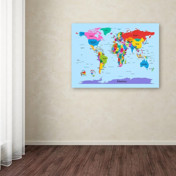 Trademark Fine Art - 30 in. x 47 in. Childrens World Map Canvas Art