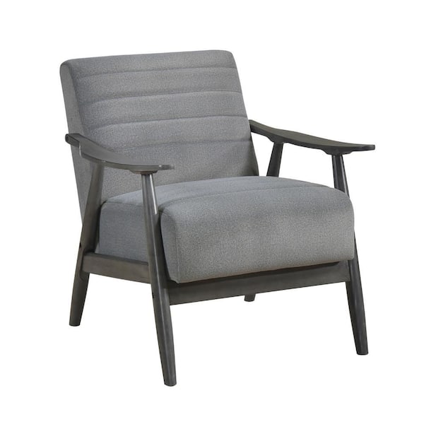 Benjara Tira Gray Velvet Side Chair with Channel Stitched