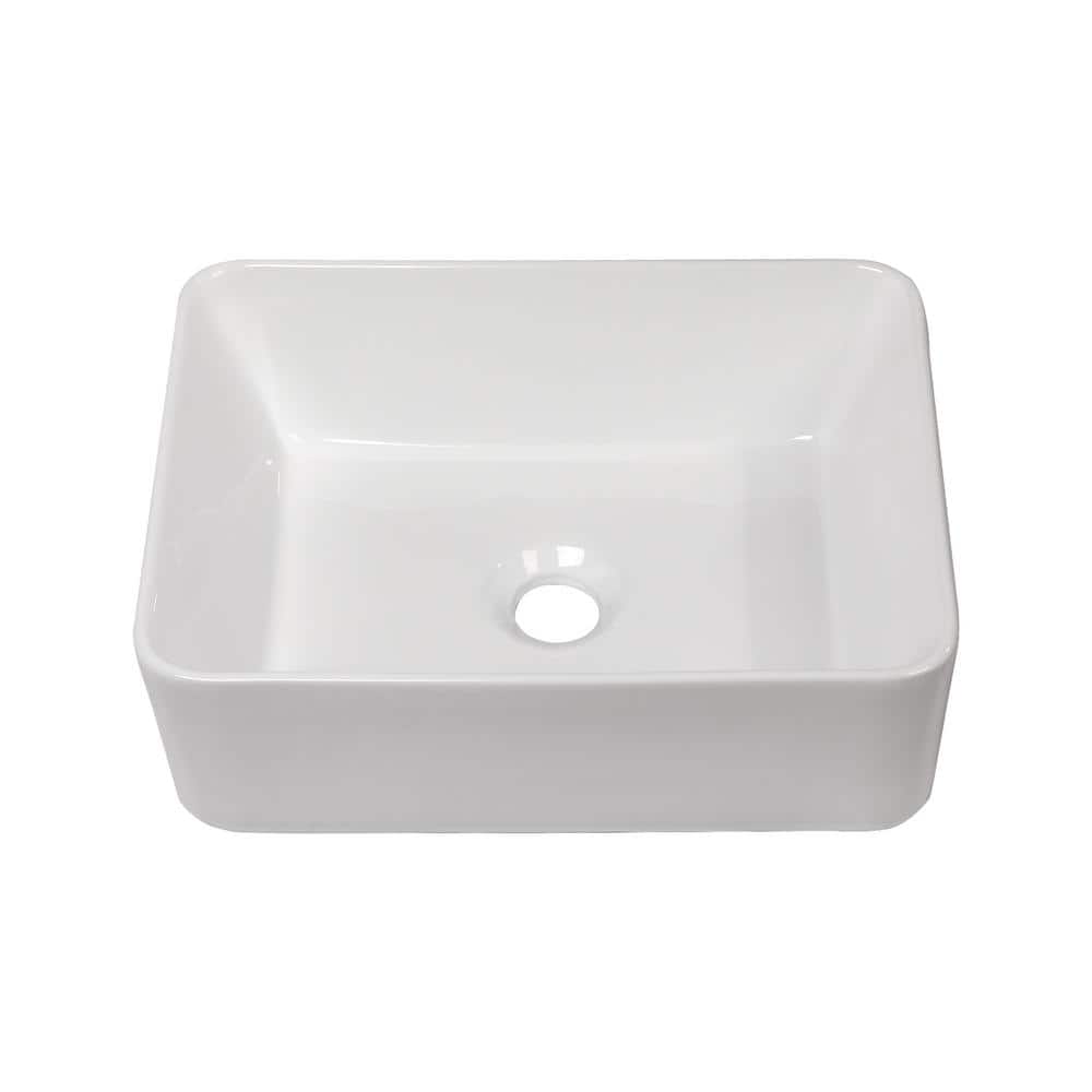 16 in. x 12 in. Bathroom in White Porcelain Rectangular Ceramic Vessel Sink