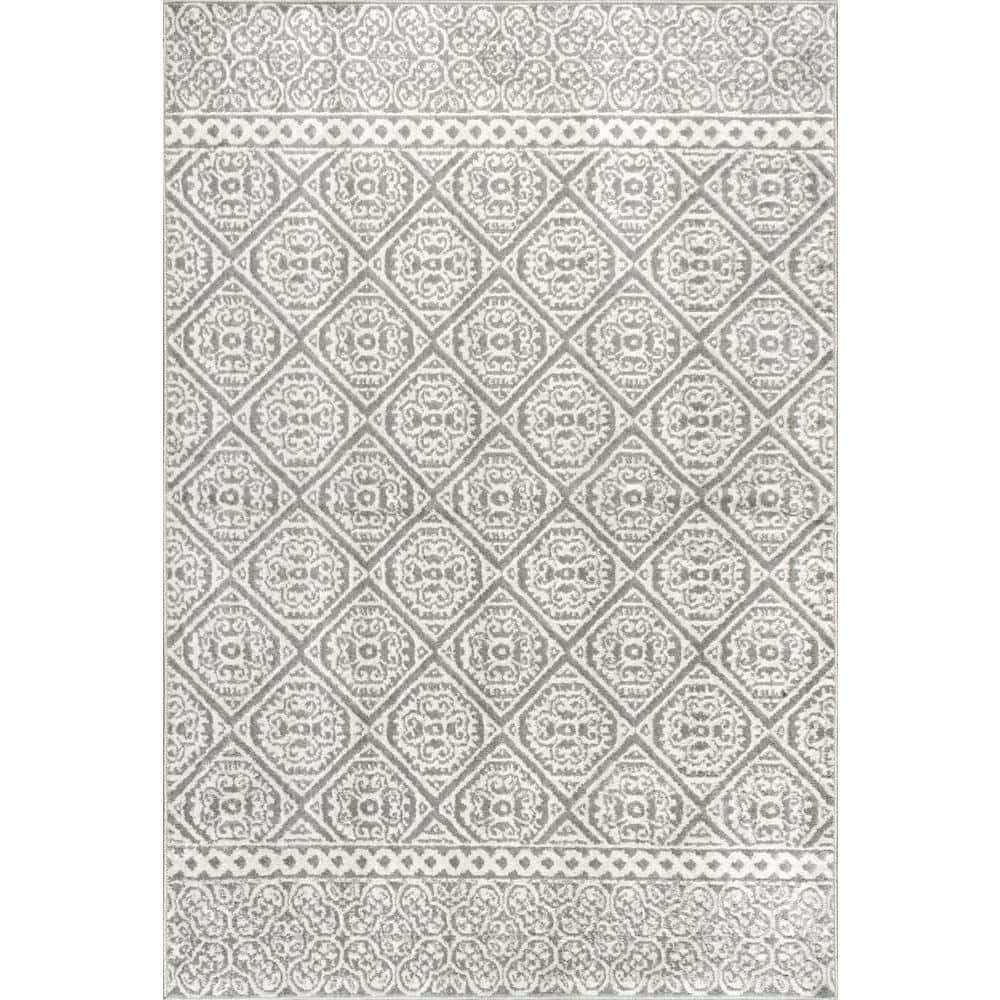 Gray Geometric Synthetic 8' x 10' Area Rug