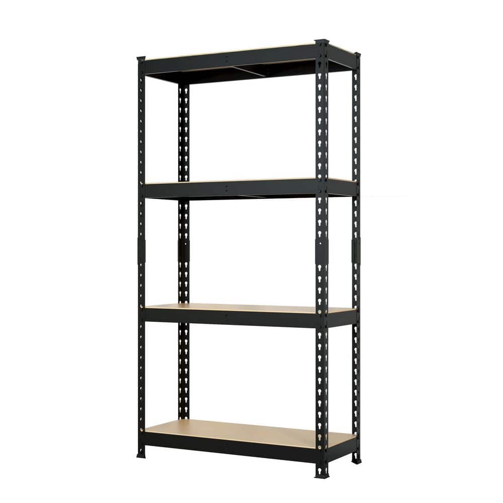 Black Label 4-Tier Powder-Coated Steel Storage Shelving Unit in Matte Black, HDF Racks (30 in. W x 60 in. H x 12 in. D) price history on PriceWatchPro