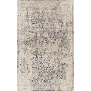 Chesta Grey 2 ft. x 3 ft. Floral/Botanical Classic/Traditional Luxelon Blend Area Rug