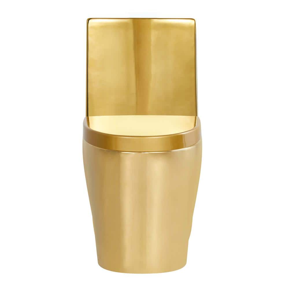 Shiny Gold Elongated Dual-Flush High Efficiency Toilet