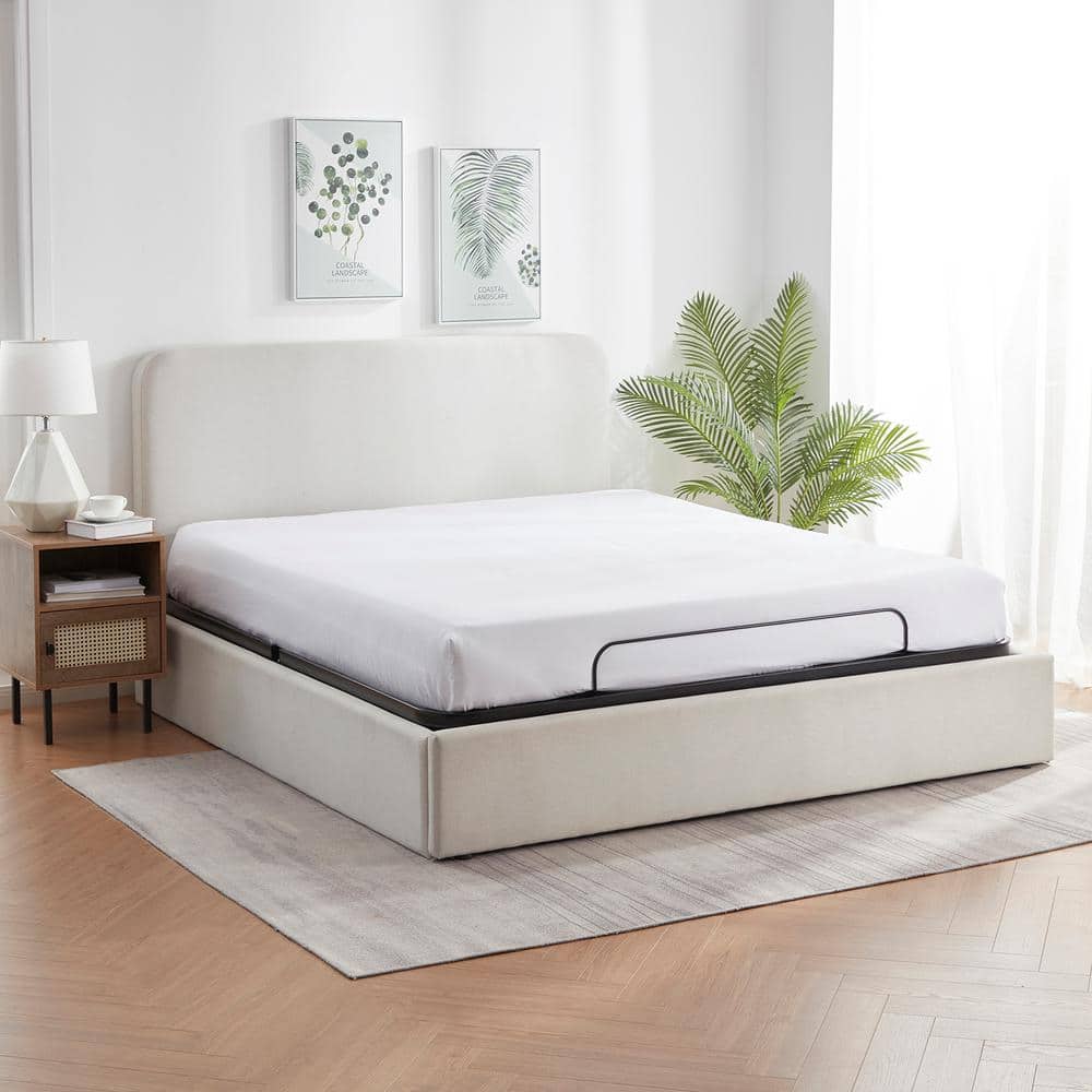 Full Size Black Metal Adjustable Bed Frame with Wireless Remote