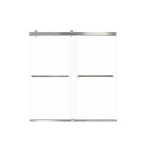 Brianna 60 in. W x 62 in. H Sliding Frameless Shower Door in Brushed Stainless Finish with Clear Glass