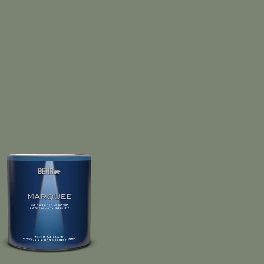 BEHR MARQUEE 1 qt. ICC77 Sage Green Satin Enamel Interior Paint