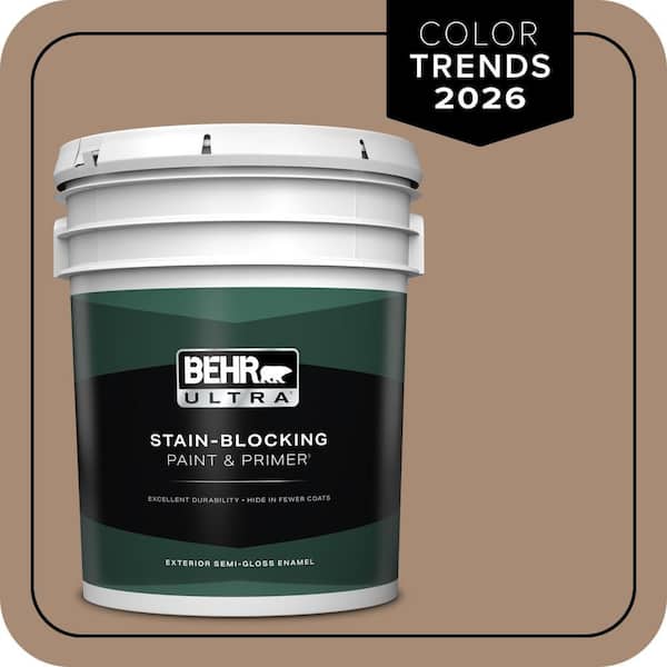 BEHR ULTRA 5 gal. #N240-5 Rodeo Tan Semi-Gloss Enamel Exterior Paint & Primer