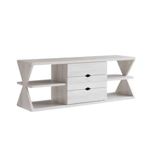 60 in. White Wood TV Stand Fits TVs up to 65 in. with 3 Drawers