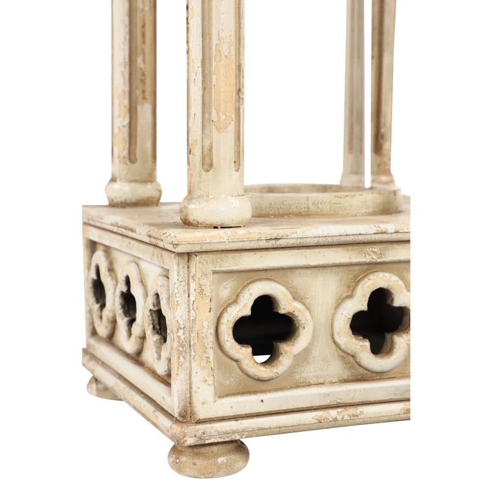 Elegant White Wood Vintage Hanging Candle Lantern - 12" x 55"