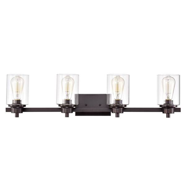 CASAINC 33.25 in. 4-Light Black Dimmable Contemporary Bathroom Vanity ...