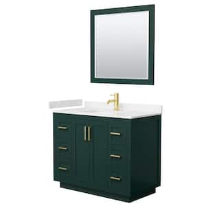 Miranda 42 in. W x 22 in. D x 33.75 in. H Single Sink Bath Vanity in Green with Carrara Cultured Marble Top & Mirror