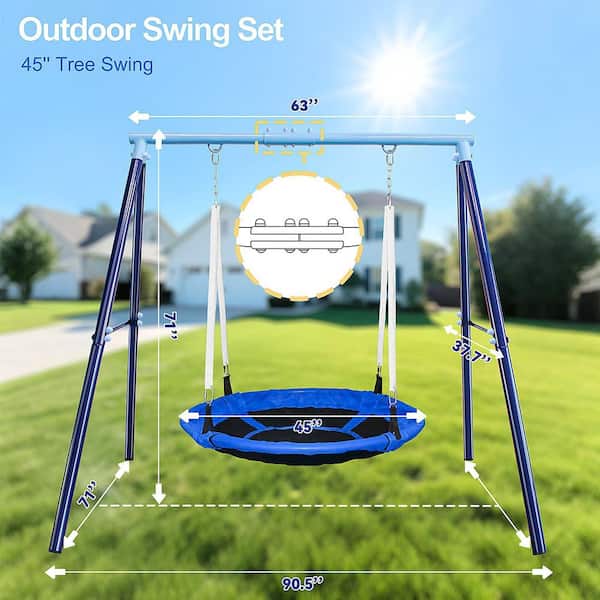 Blue Heavy Duty Saucer Swing Set with 45 in. Round Swing and