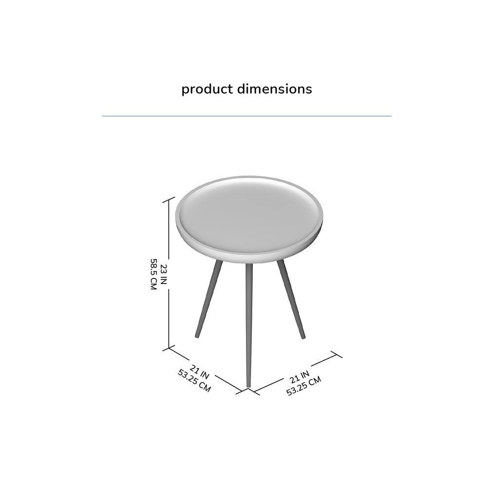 Chervey Black Round Mango Wood & Metal Side Table 21"