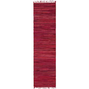 Chindi Cotton Striped Red 3 ft. x 10 ft. Runner Rug