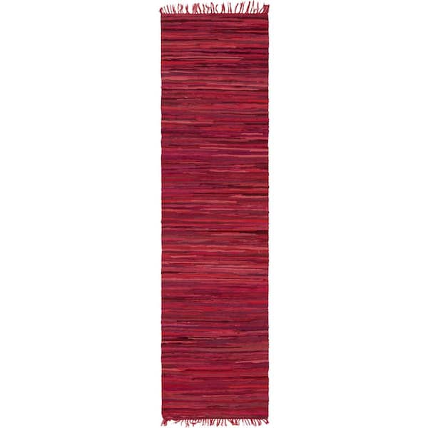 Chindi Cotton Striped Red 3 ft. x 10 ft. Runner Rug